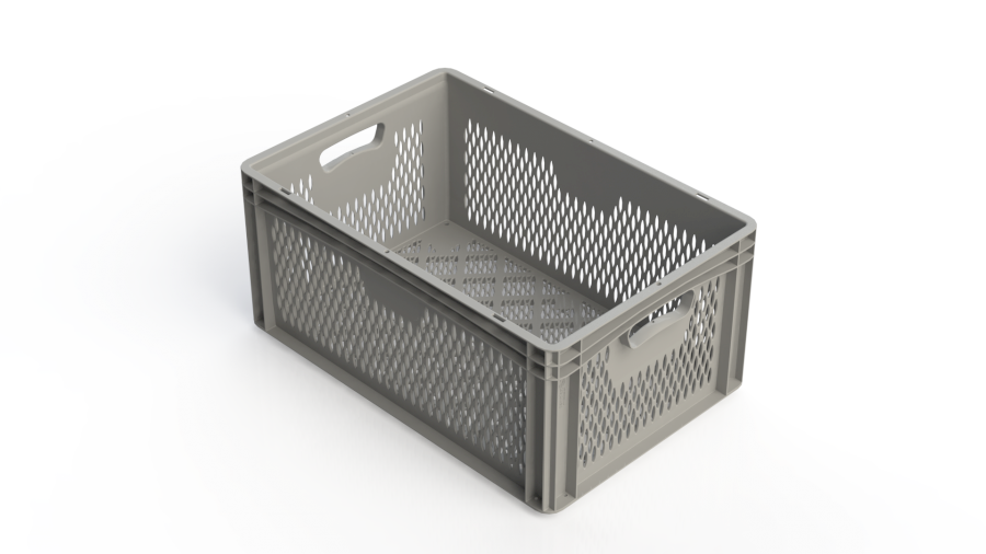 Přepravka Basicline 2762.3300 šedá, OÚ, perforovaná